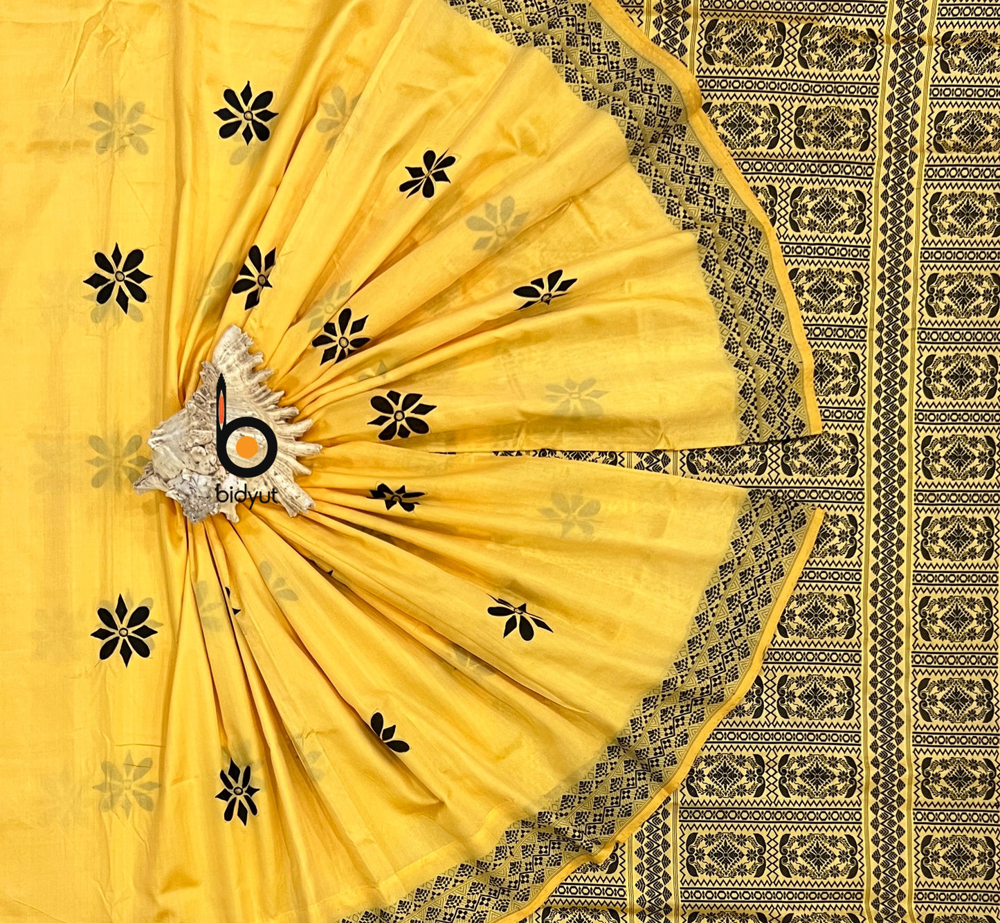 Handlooms of Assam Paat Silk Saree Yellow color