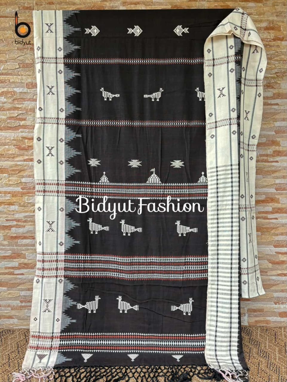 Handloom of Odisha Kotpad Tribal Cotton Saree in Black color
