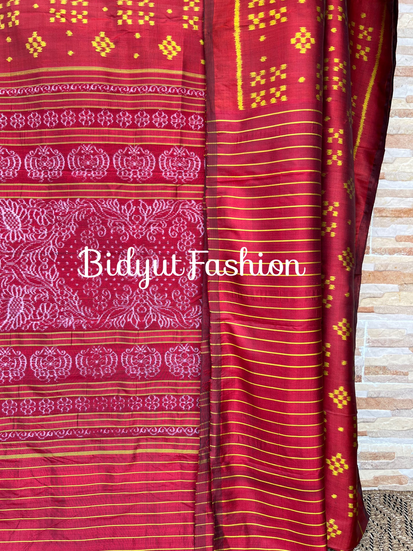 Handlooms of Odisha Nuapatna Passapalli Ikat Silk Saree Red Color