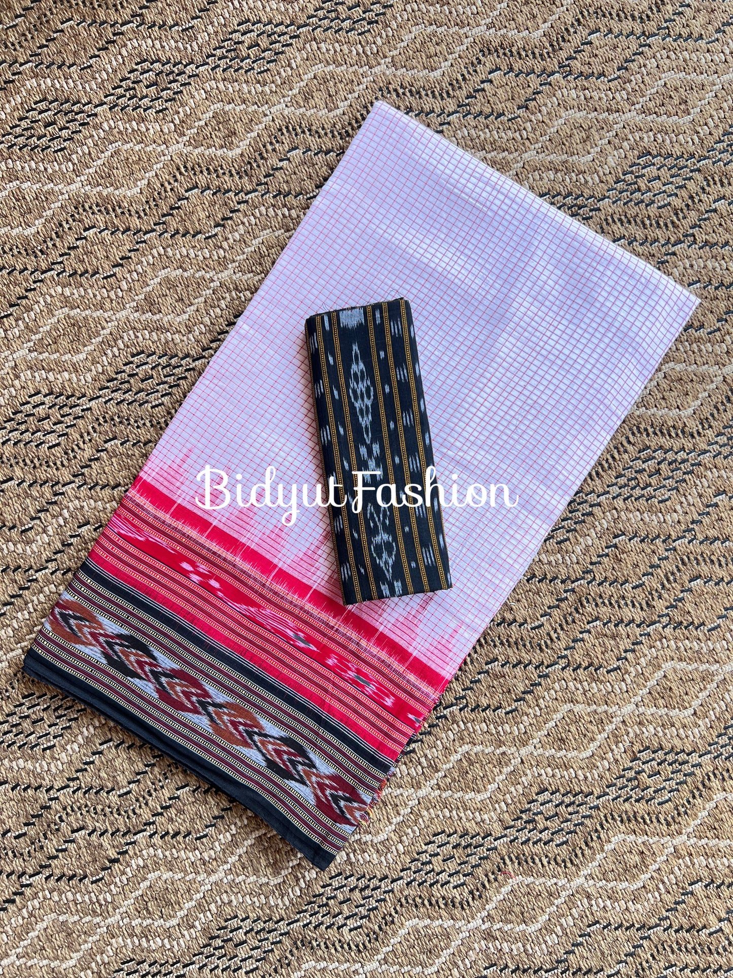 Handlooms of Odisha Sachipar Sambalpuri Ikat Cotton Sarees White color