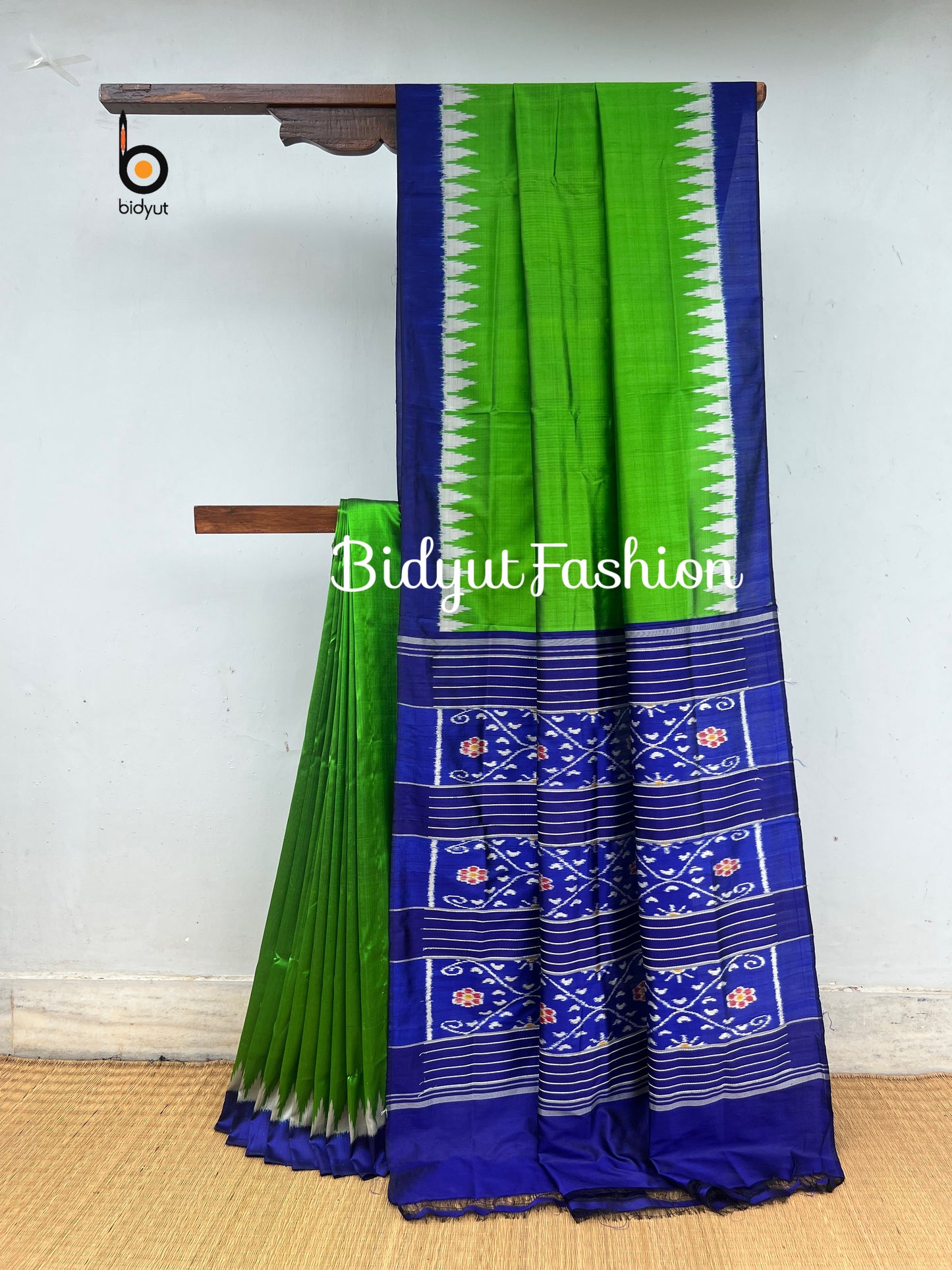Handlooms of Odisha Nuapatna Ikat Silk Saree Green Color