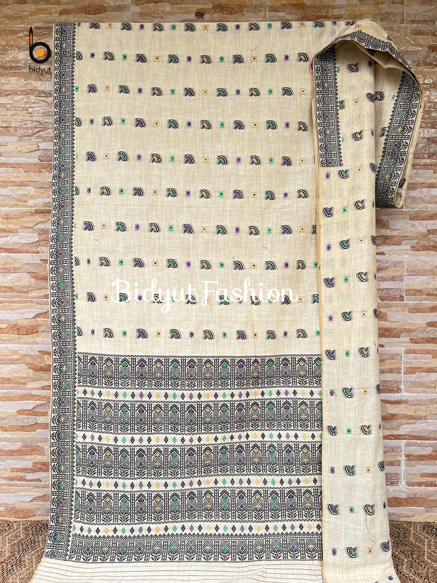 Handlooms of Assam Cotton Saree Beige color