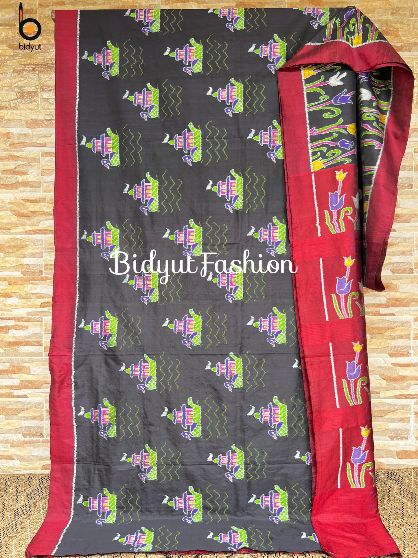 Handlooms of Odisha Nuapatna Ikat Silk Balijatra Special motif Saree Black color
