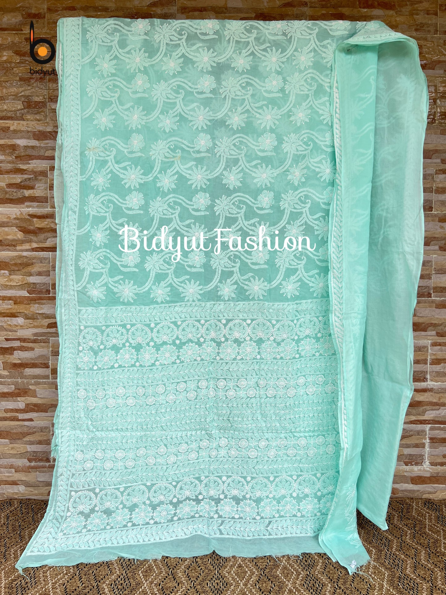Lucknowi Chikankari all over work hand embroidery Cotton Saree