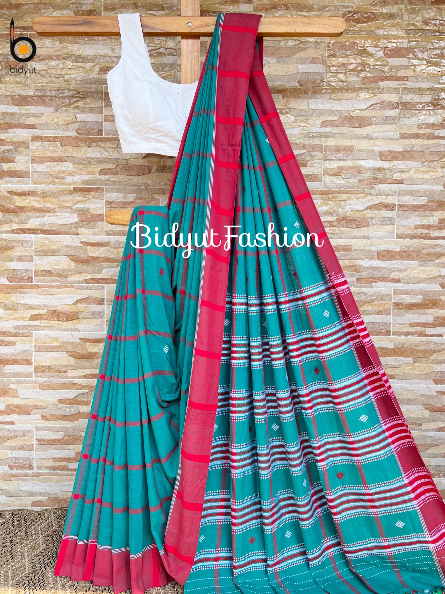 Handlooms of Odisha Santhal Tribal Cotton Sarees Green color
