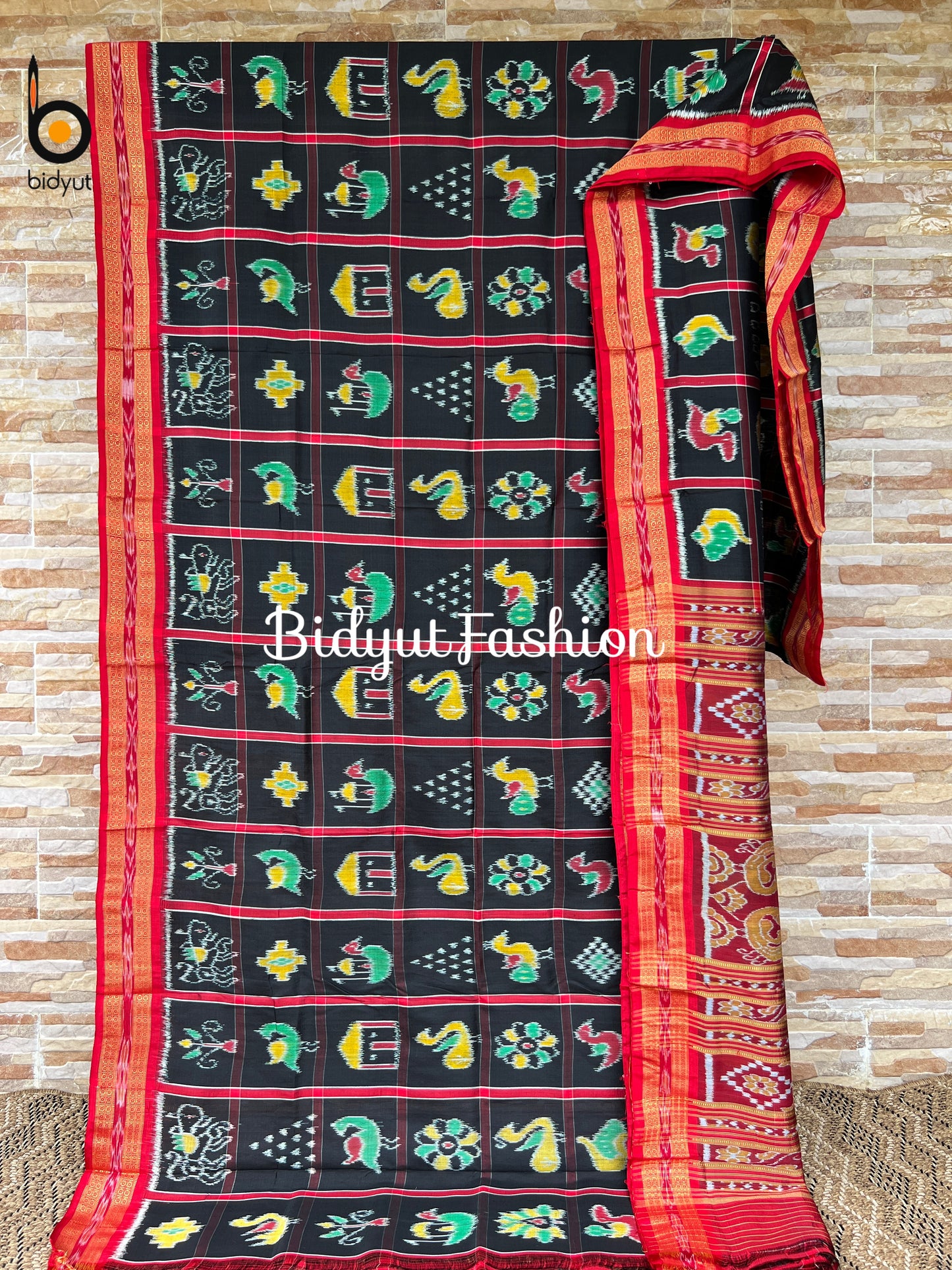 Bold Black  Nabakothi | Nuapatna Ikat Khandua Sarees | Odisha Handloom Collection at Bidyut Fashion House