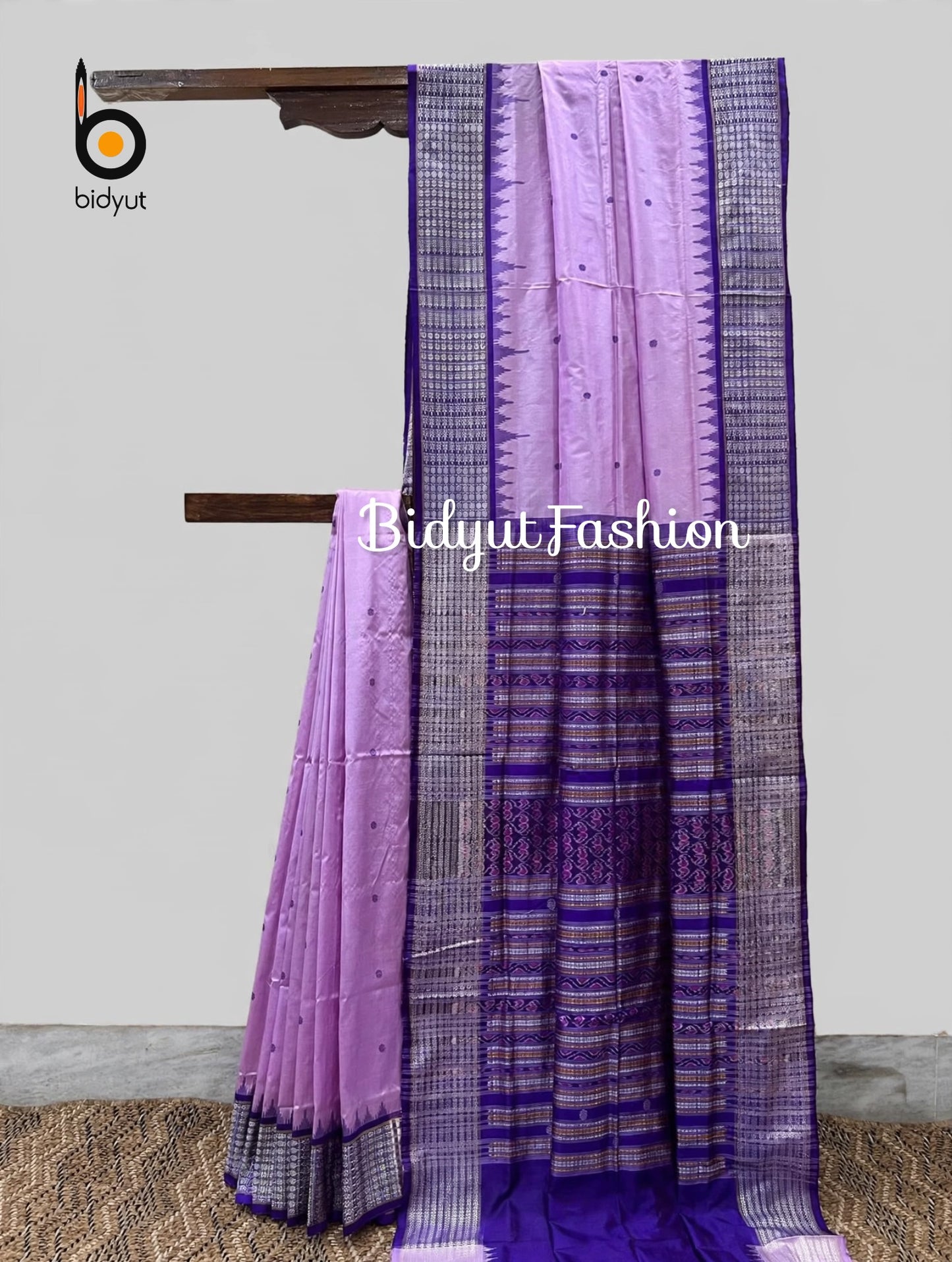 Masterpiece of Odisha handloom Dasphulia Silk Saree lavender color | Bomkai with Sambalpuri Ikat work