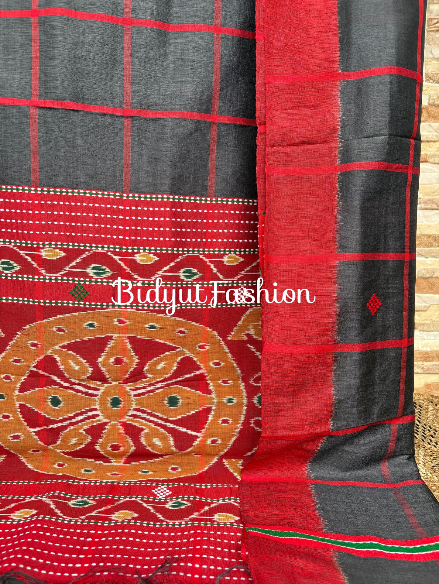 Handlooms of Odisha Santhal Tribal Tussar Silk Sarees Black Color