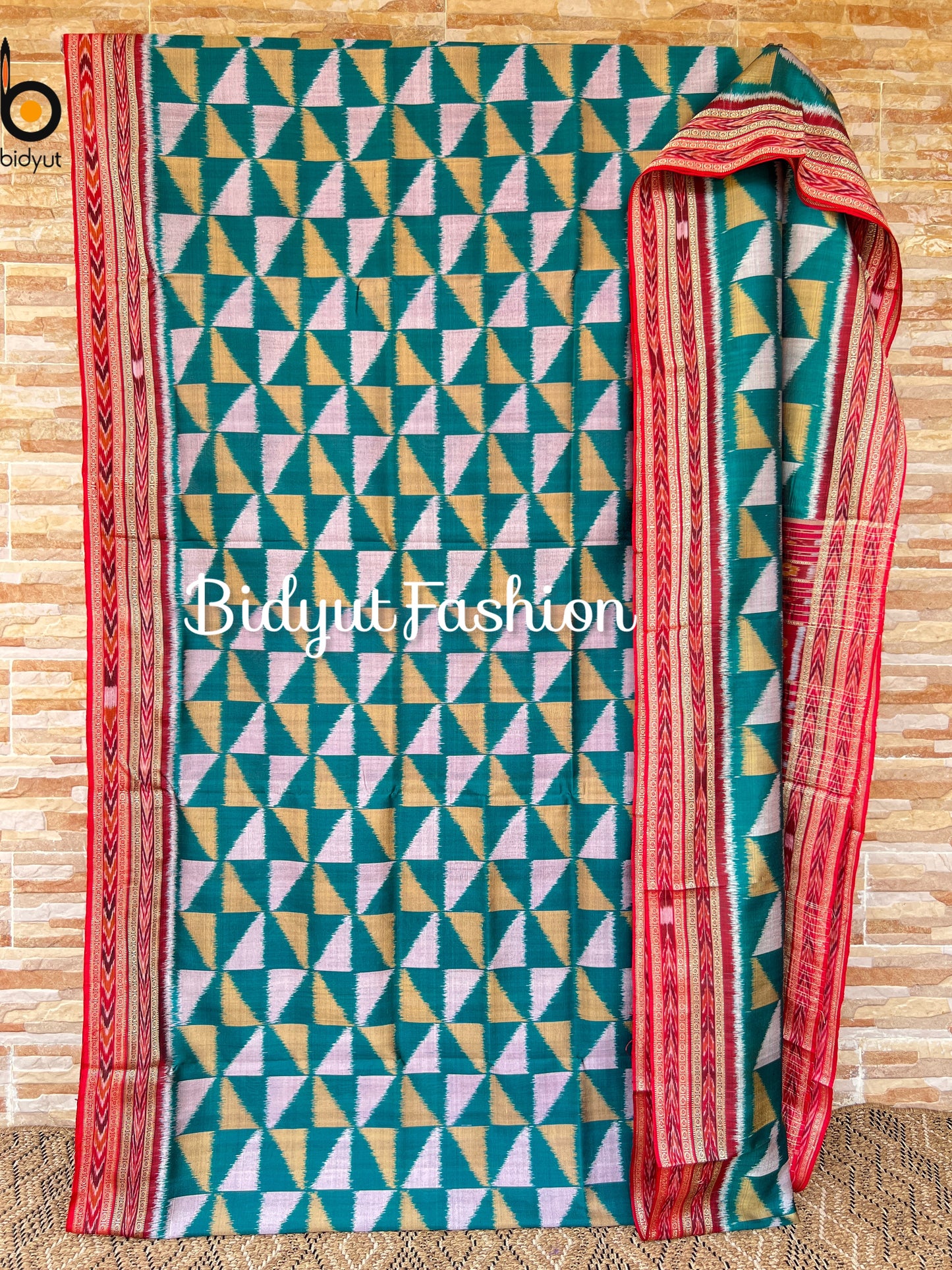 Handlooms of Odisha Nuapatna Khandua Ikat Silk Saree Green Color