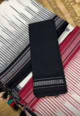 Odisha handloom white color Ikat Cotton Saree