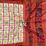 White Red color Nabakothi | Nuapatna Ikat Khandua Sarees | Odisha Handloom Collection at Bidyut Fashion House