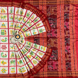 White Red color Nabakothi | Nuapatna Ikat Khandua Sarees | Odisha Handloom Collection at Bidyut Fashion House