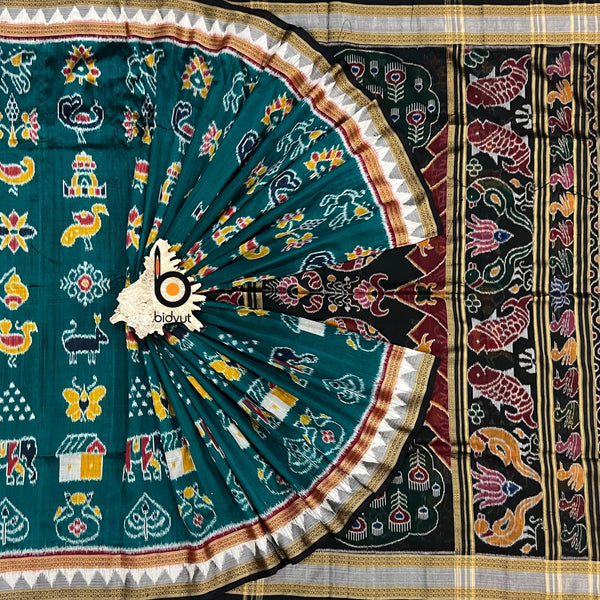 Green Nabakothi | Nuapatna Ikat Khandua Sarees | Odisha Handloom Collection at Bidyut Fashion House
