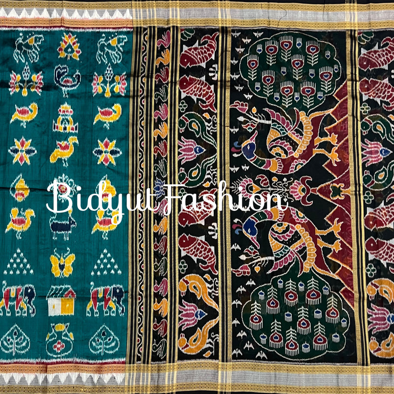 Green Nabakothi | Nuapatna Ikat Khandua Sarees | Odisha Handloom Collection at Bidyut Fashion House