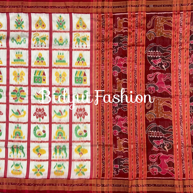 Odisha handloom|Nuapatna|Khandua|Sambalpuri| Nabakothi Ikat silk saree - Bidyut Fashion