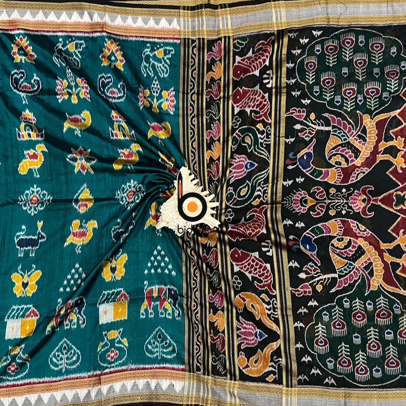 Green Nabakothi | Nuapatna Ikat Khandua Sarees | Odisha Handloom Collection at Bidyut Fashion House