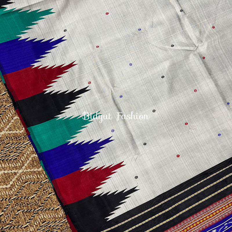 Odisha Handloom Grey color Double Pall Phoda Kumbha Ikat Berhampuri Silk Saree | Bidyut Fashion House - Bidyut Fashion