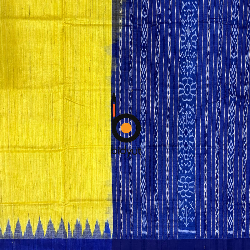 Exquisite Odisha Handloom Yellow color Gopalpur Ghicha Tussar Saree with Ikat Weaving | Bidyut Fashion House