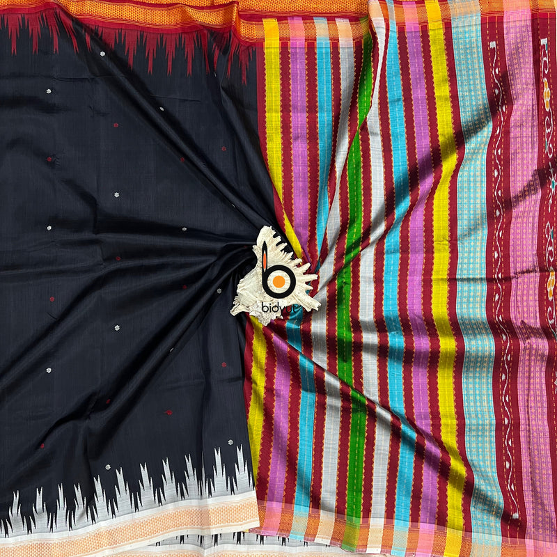 Odisha Handloom Black color Double Pall Phoda Kumbha Ikat Berhampuri Silk Saree | Bidyut Fashion House - Bidyut Fashion