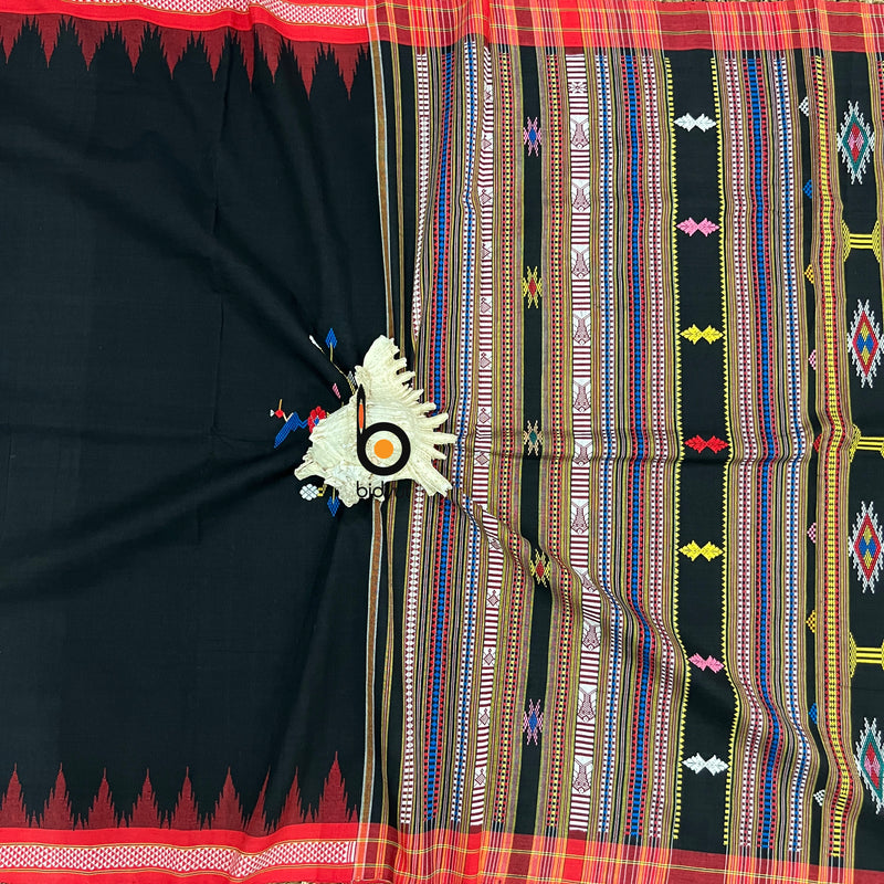 Handloom Bomkai Saree a Ganjam Bomkai Saree Odisha Handloom Cotton | Black color - Bidyut Fashion