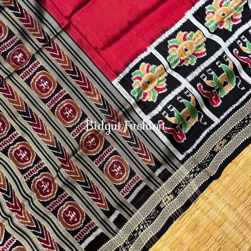 Exquisite Red  Nabakothi | Nuapatna Ikat Khandua Sarees | Odisha Handloom Collection at Bidyut Fashion House