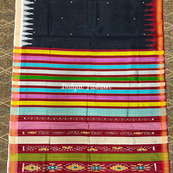 Odisha Handloom Black color Double Pall Phoda Kumbha Ikat Berhampuri Silk Saree | Bidyut Fashion House
