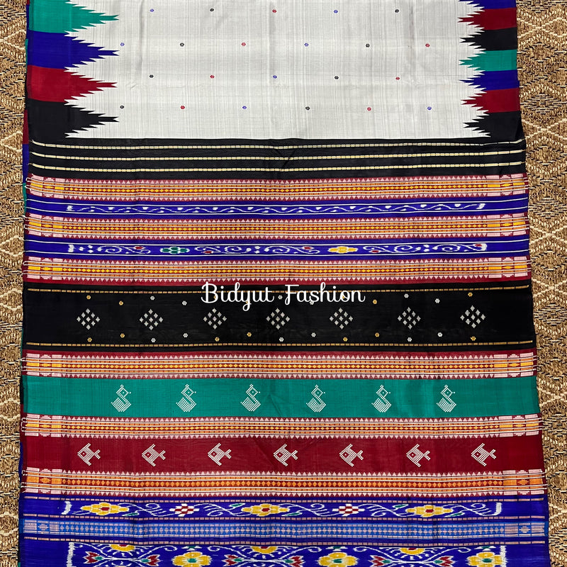 Odisha Handloom Grey color Double Pall Phoda Kumbha Ikat Berhampuri Silk Saree | Bidyut Fashion House