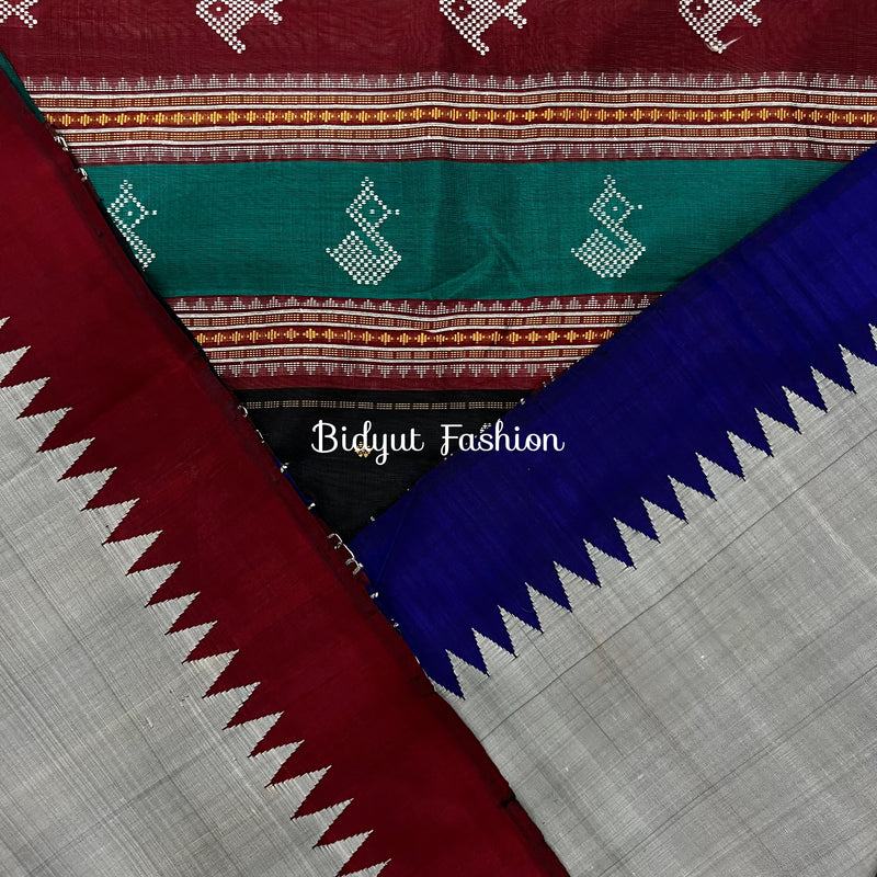 Odisha Handloom Grey color Double Pall Phoda Kumbha Ikat Berhampuri Silk Saree | Bidyut Fashion House - Bidyut Fashion