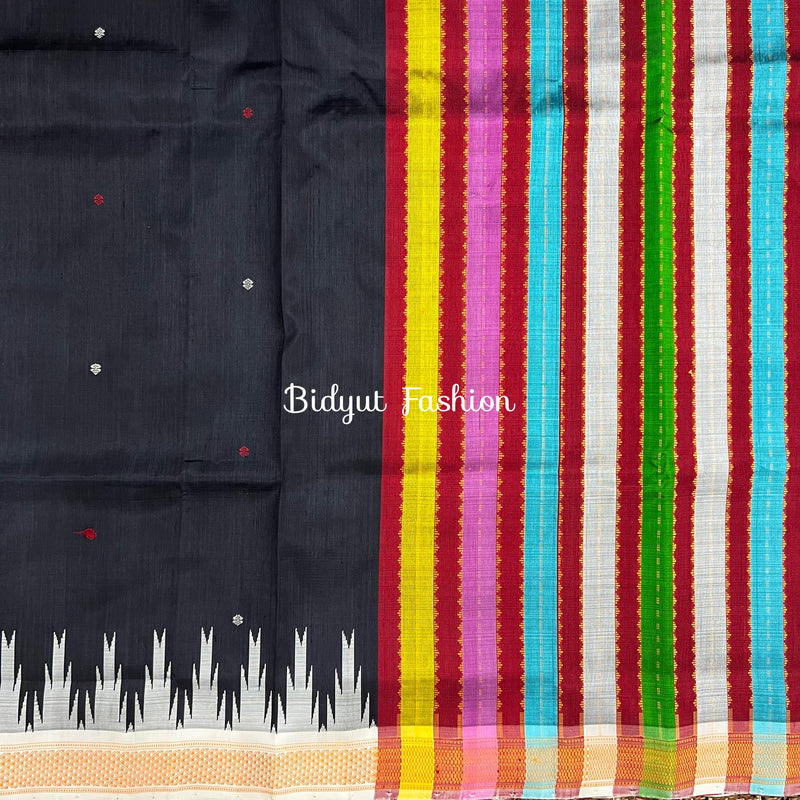 Odisha Handloom Black color Double Pall Phoda Kumbha Ikat Berhampuri Silk Saree | Bidyut Fashion House - Bidyut Fashion