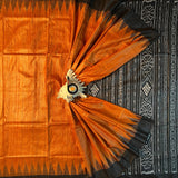 Exquisite Odisha Handloom Rust color Gopalpur Ghicha Tussar Saree with Ikat Weaving | Bidyut Fashion House