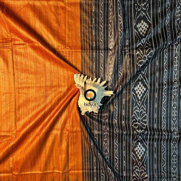 Exquisite Odisha Handloom Rust color Gopalpur Ghicha Tussar Saree with Ikat Weaving | Bidyut Fashion House