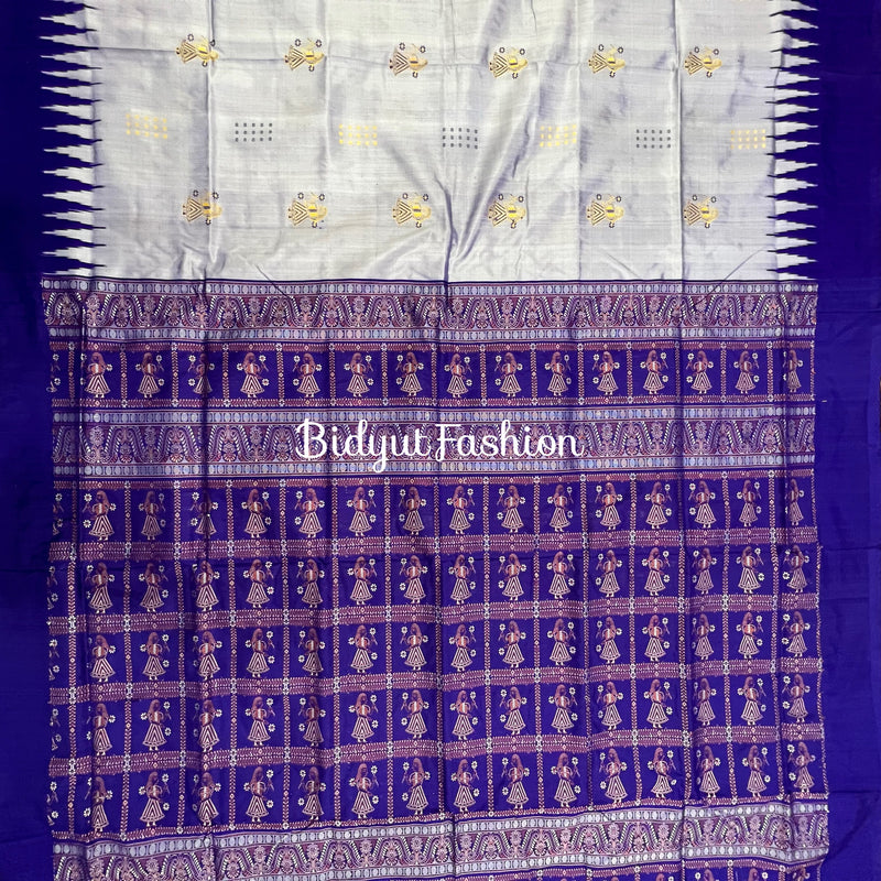 Odisha handloom Bomkai Silk Saree - lavendar color - Bidyut Fashion