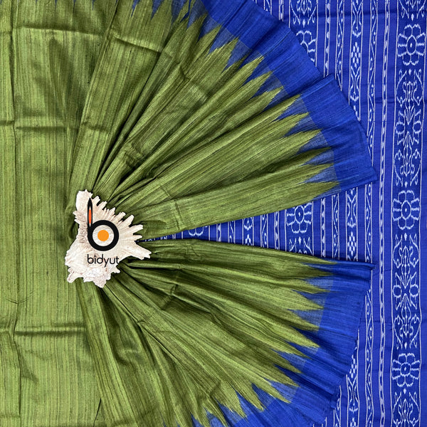 Exquisite Odisha Handloom Green color Gopalpur Ghicha Tussar Saree with Ikat Weaving | Bidyut Fashion House - Bidyut Fashion