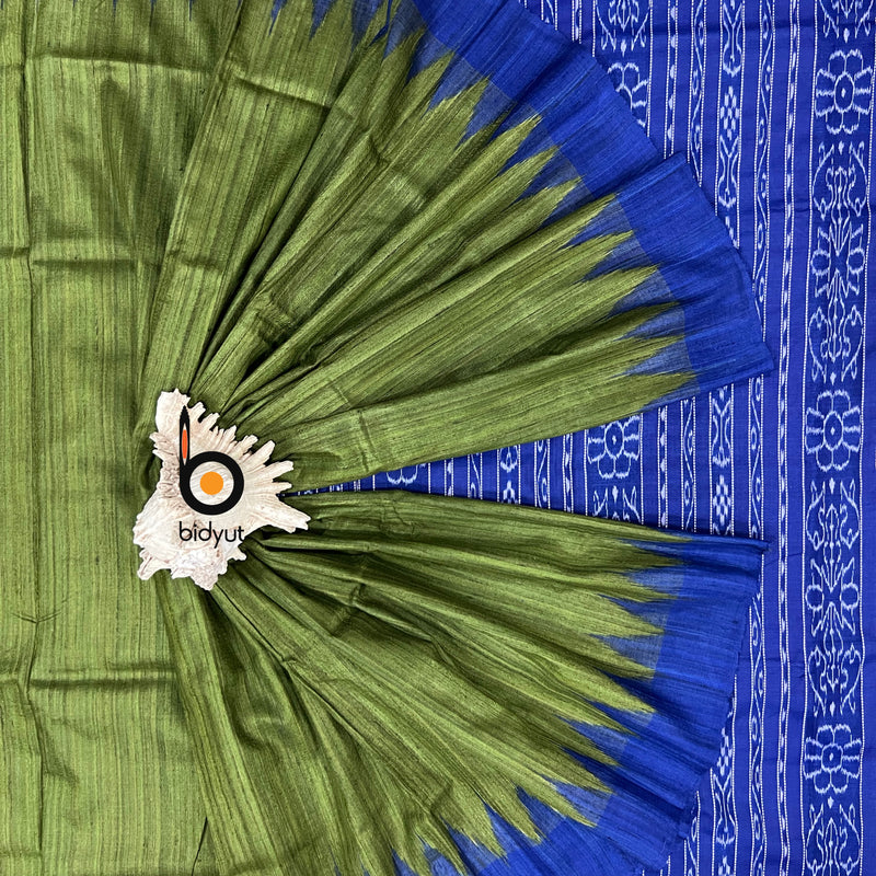 Exquisite Odisha Handloom Green color Gopalpur Ghicha Tussar Saree with Ikat Weaving | Bidyut Fashion House