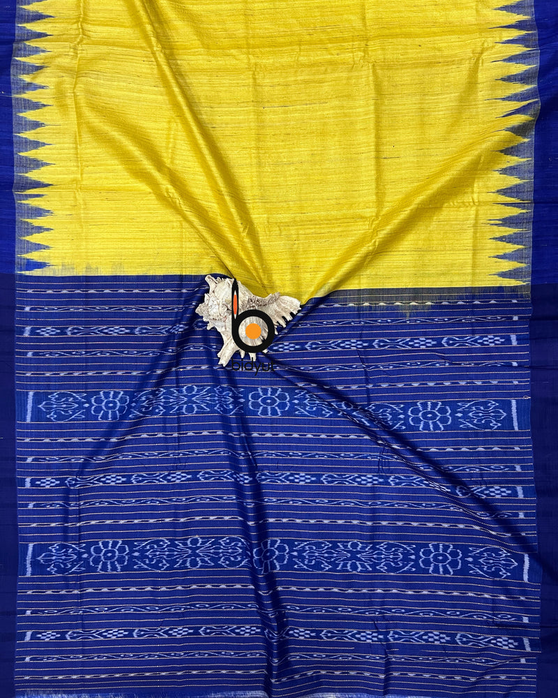 Exquisite Odisha Handloom Yellow color Gopalpur Ghicha Tussar Saree with Ikat Weaving | Bidyut Fashion House