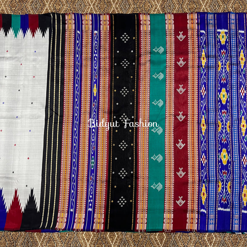 Odisha Handloom Grey color Double Pall Phoda Kumbha Ikat Berhampuri Silk Saree | Bidyut Fashion House - Bidyut Fashion