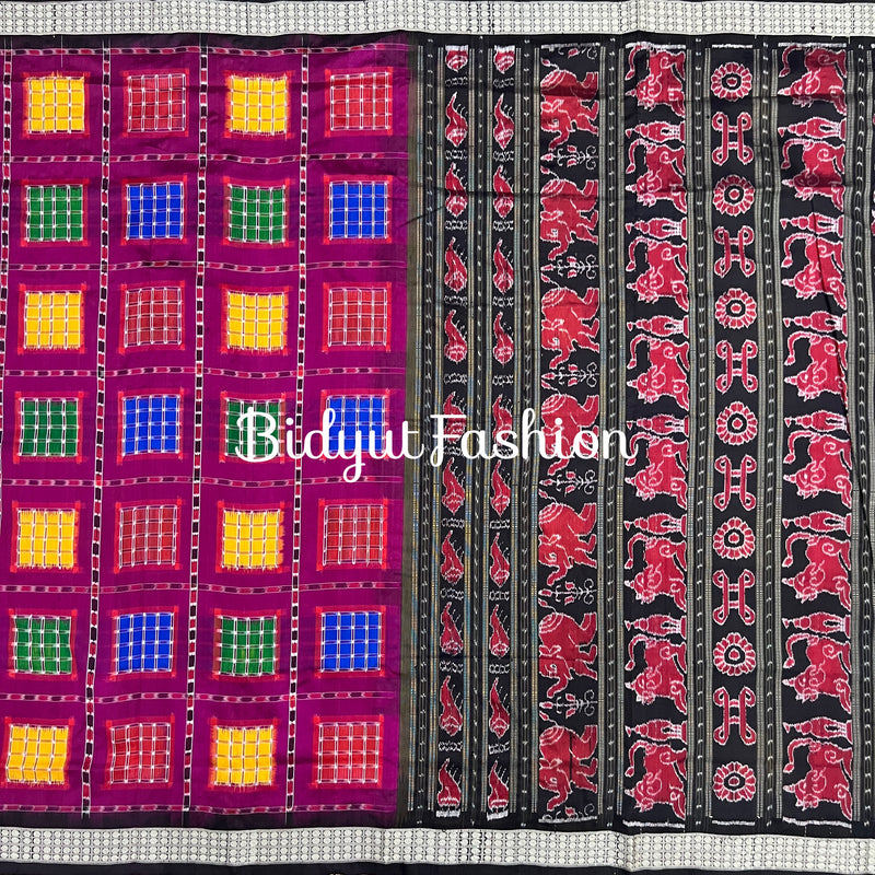 Odisha Handloom Ashwini Sambalpuri Double Ikat Weaving silk Saree - Bidyut Fashion