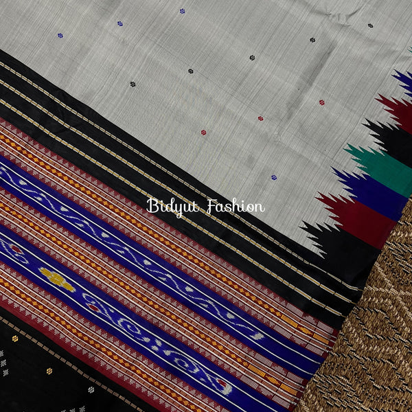 Odisha Handloom Grey color Double Pall Phoda Kumbha Ikat Berhampuri Silk Saree | Bidyut Fashion House