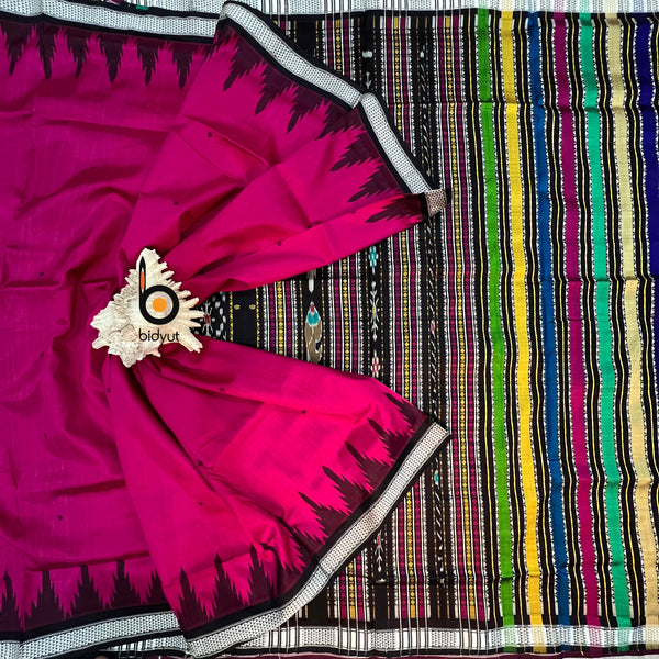 Odisha Handloom Pink color Double Pall Phoda Kumbha Ikat Berhampuri Silk Saree | Bidyut Fashion House - Bidyut Fashion