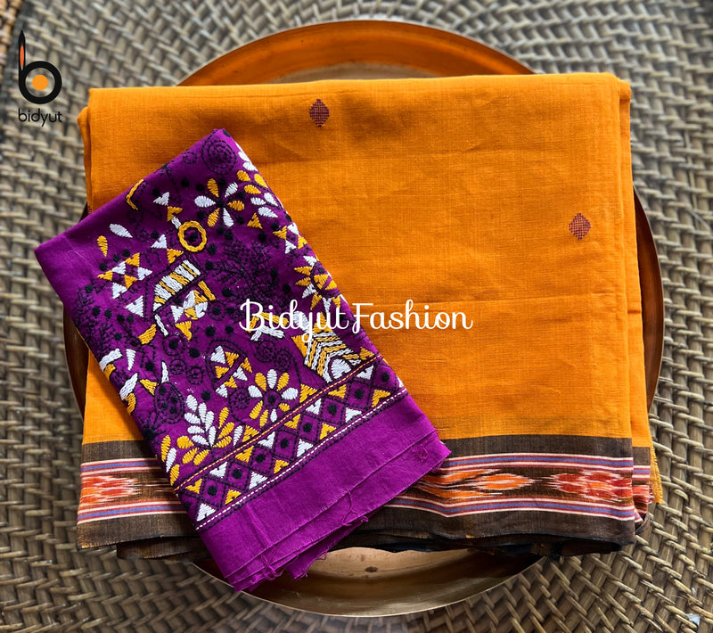 Exquisite Odisha Handloom Yellow color Suta Luga Ikat Cotton Saree - Unveiling the Artistry of Traditional Weaving
