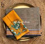 Jagatsinghpur Ikat Suta Cotton Saree - Traditional Odisha Handloom Weave with kantha blouse 