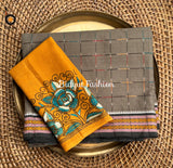 Jagatsinghpur Ikat Suta Cotton Saree - Traditional Odisha Handloom Weave with kantha blouse 