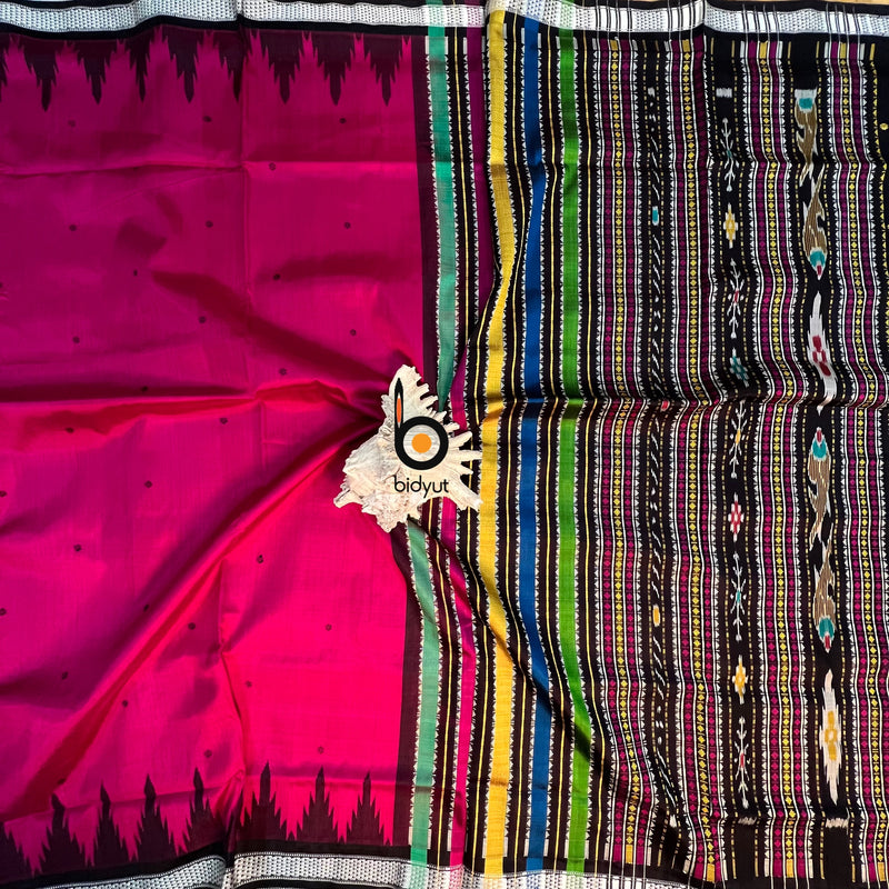 Odisha Handloom Pink color Double Pall Phoda Kumbha Ikat Berhampuri Silk Saree | Bidyut Fashion House - Bidyut Fashion