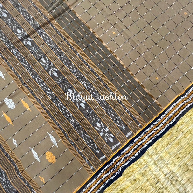 Jagatsinghpur Ikat Suta Cotton Saree - Traditional Odisha Handloom Weave close up picture