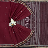 Exquisite Odisha Handloom Maroon color Suta Luga Ikat Cotton Saree - Unveiling the Artistry of Traditional Weaving