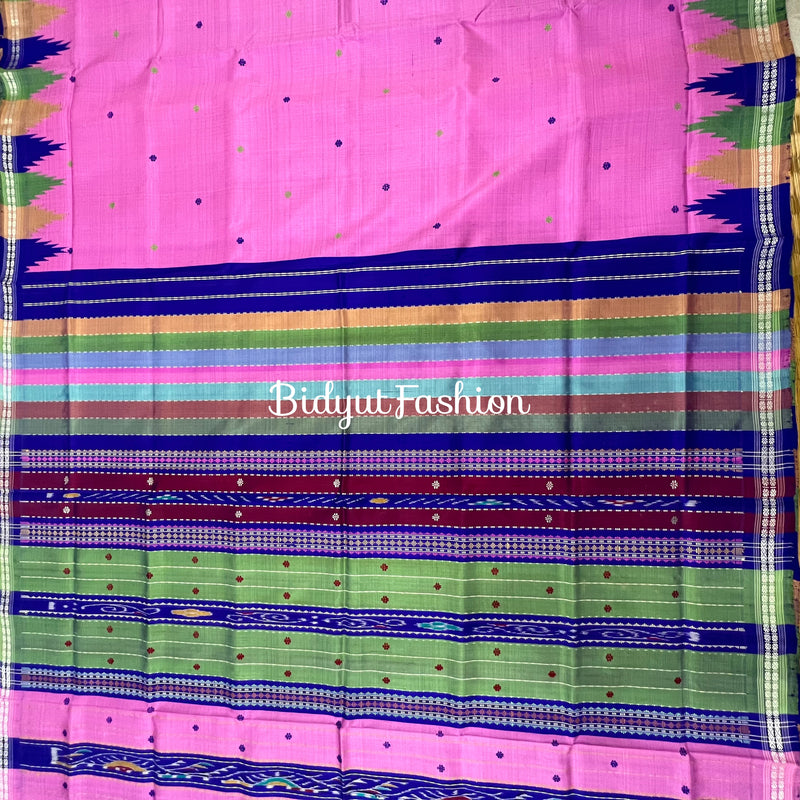 Odisha Handloom Pink color Double Pall Phoda Kumbha Ikat Berhampuri Silk Saree | Bidyut Fashion House