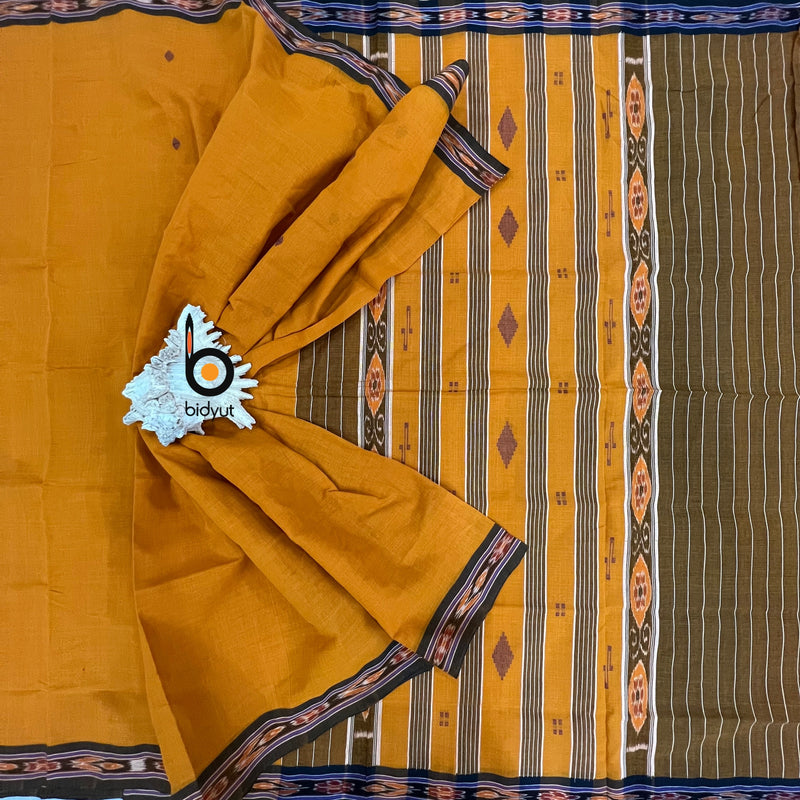 Exquisite Odisha Handloom Yellow color Suta Luga Ikat Cotton Saree - Unveiling the Artistry of Traditional Weaving