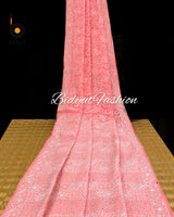 Lucknowi Chikankari all over work hand embroidery Cotton Saree