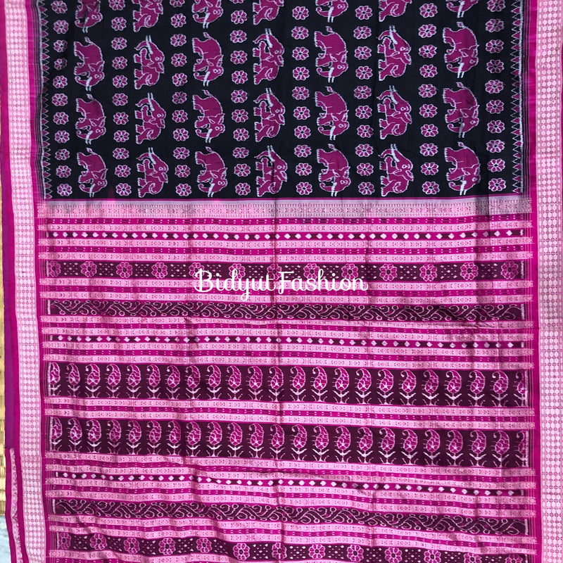 Traditional Odisha Handloom Sambalpuri silk Saree | Black color motifs