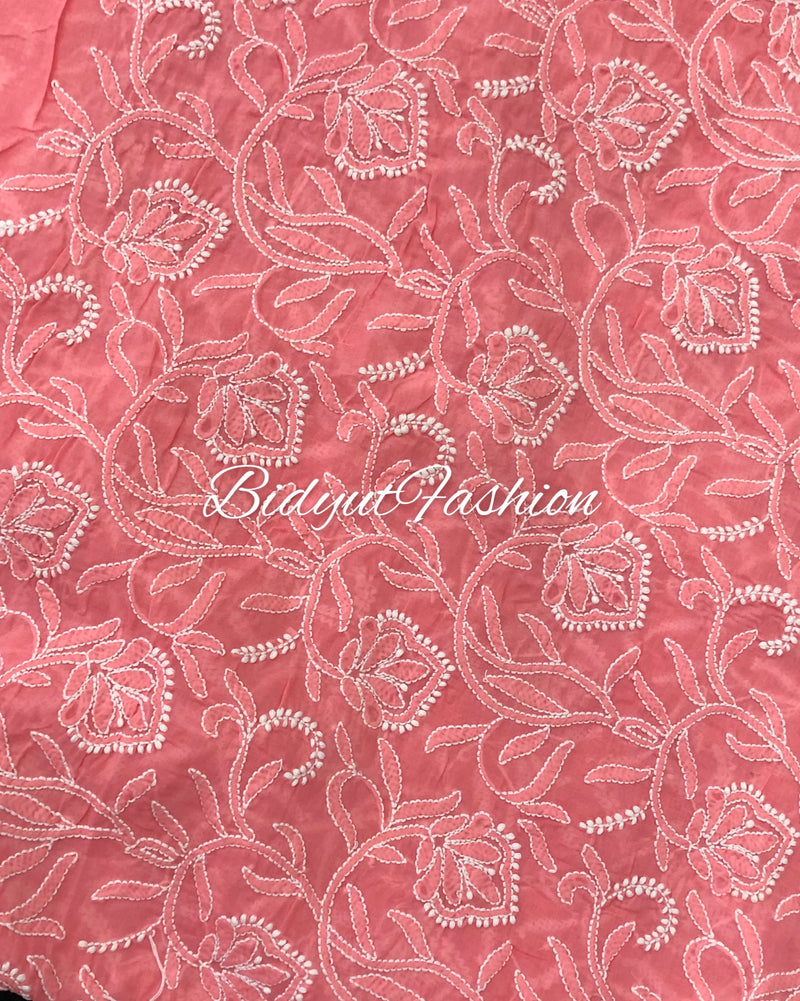 Lucknowi Chikankari all over work hand embroidery Cotton Saree